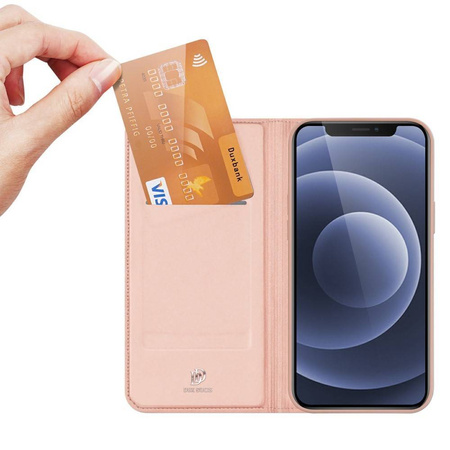 Etui IPHONE 13 MINI z klapką Dux Ducis skórzane Skin Leather jasny róż