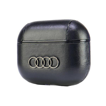Original Handyhülle APPLE AIRPODS 3 Audi Leather Big Logo Cover (AU-AP3-GT/D3-BK) schwarz