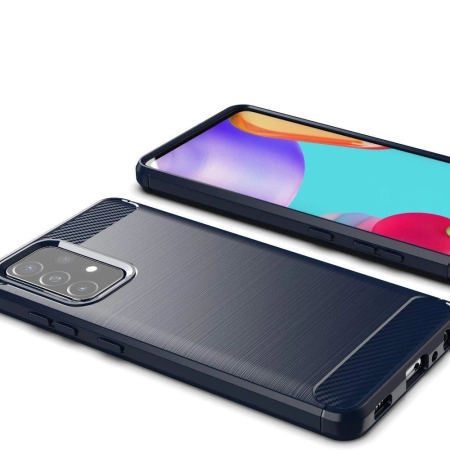Carbon Case Flexibel Handyhülle TPU Schutzhülle für Samsung Galaxy A72 4G blau