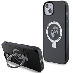 Original Case IPHONE 13 / 14 / 15 Karl Lagerfeld Hardcase Ring Stand Karl&Choupettte MagSafe (KLHMP14SHMRSKCK) black