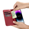 iCarer Wallet Case 2in1 etui iPhone 14 Pro Max skórzany pokrowiec z klapką Anti-RFID czerwony (WMI14220728-RD)