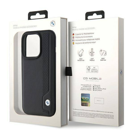 Original Case APPLE IPHONE 15 PRO MAX BMW Hardcase Leather Blue Dots (BMHCP15X22RBDK) black