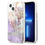 Guess GUHCP13SLFLSU iPhone 13 mini 5,4 &quot;violett / lila Hardcase Flower Liquid Glitter