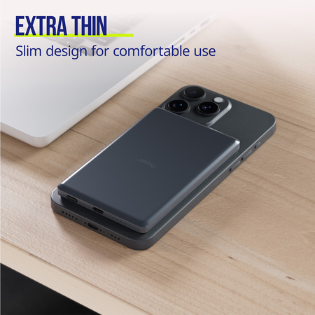 Allity power bank bezprzewodowy APB-300 PD QC 20W 5000 mAh szary magnetyczny