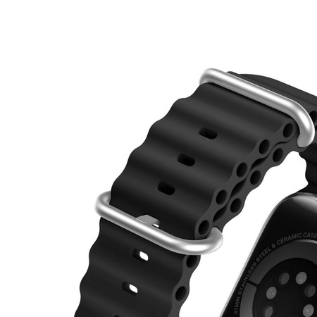 Dux Ducis Strap pasek Watch 8 / 7 / 6 / 5 / 4 / 3 / 2 / SE (41 / 40 / 38mm) silikonowa opaska bransoletka czarny (OceanWave Version)