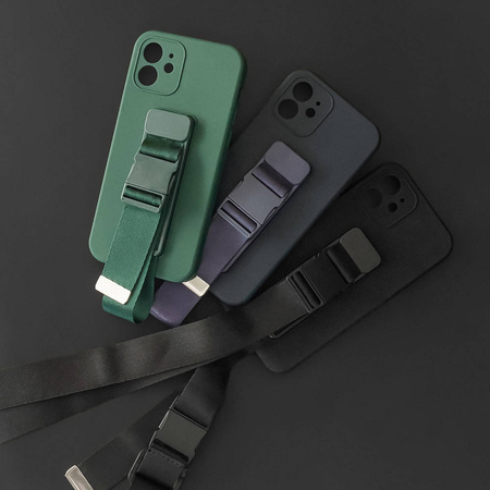 Rope case żelowe etui ze smyczą łańcuszkiem torebka smycz Xiaomi Redmi 10X 4G / Xiaomi Redmi Note 9 ciemnozielony