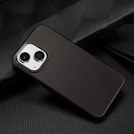 Dux Ducis Naples etui do iPhone 14 Plus skórzany pokrowiec (kompatybilny z MagSafe) ciemnobrązowy