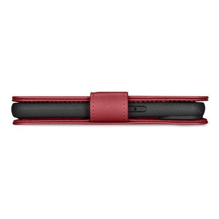 iCarer Wallet Case 2in1 etui iPhone 14 Pro Max skórzany pokrowiec z klapką Anti-RFID czerwony (WMI14220728-RD)