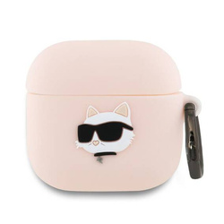 Original Handyhülle APPLE AIRPODS 4 Karl Lagerfeld Silicone Choupette Head 3D (KLA4RUNCHP) rosa