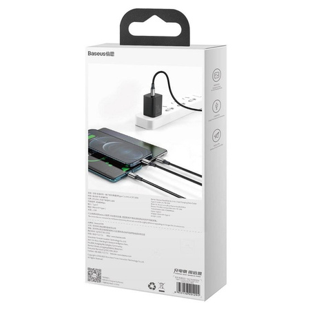 BASEUS RAPID 3IN1 TYPE-C & LIGHTNING & MICRO-USB CABLE PD20W 150CM BLACK