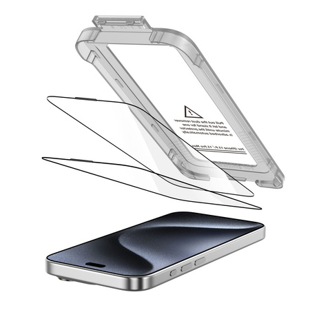 SZKŁO HARTOWANE TECH-PROTECT QUICK SET+ 2-PACK IPHONE 15 PRO BLACK