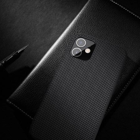 Nillkin Textured Case wytrzymałe wzmocnione etui z żelową ramką i nylonem na tyle iPhone 12 mini czarny