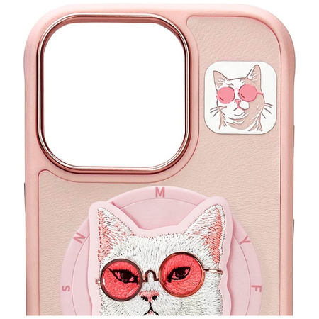 Etui Nimmy Glasses Cool Cat MagSafe do iPhone 16 Pro różowy