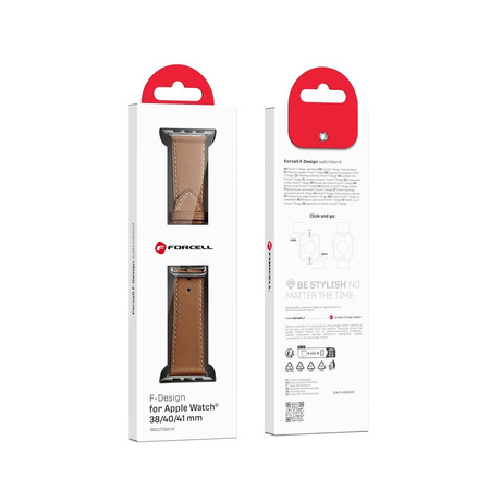 Pasek do Apple Watch Forcell F-Design FA20 magnetyczny skóra ekologiczna 38 / 40 / 41 mm brązowy
