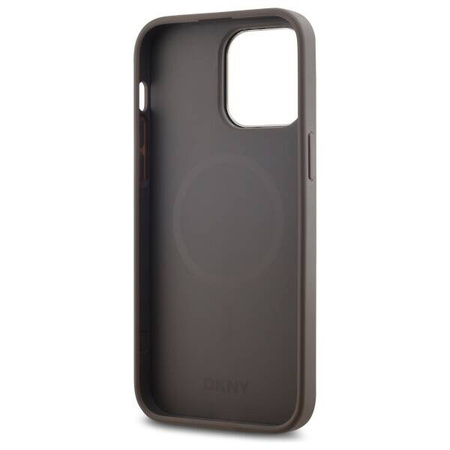 Original Handyhülle IPHONE 14 PRO MAX DKNY Hardcase Leather Checkered Mono Pattern MagSafe (DKHMP14XPCPVSLE) beige
