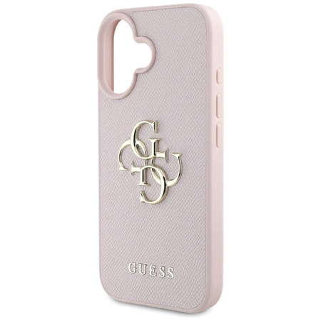 Schutzhülle IPHONE 16 Guess Grained Big 4G Logo Small Classic Logo rosa