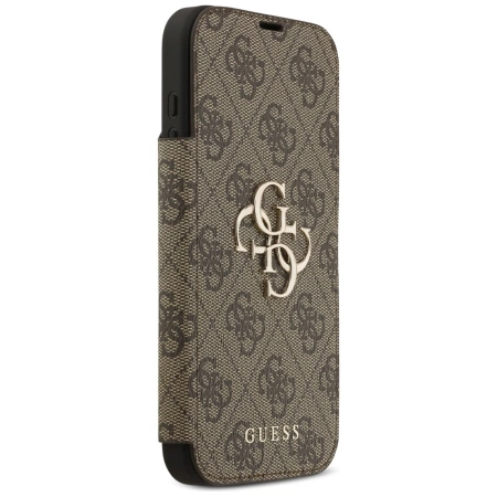 Etui Guess Book 4G Metal Logo na iPhone 17 Pro Max - brązowe