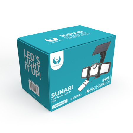 Forever Light Lampa solarna LED SUNARI FLS-04 108*SMD PIR 8W 600lm 6000K 2400mAh Li-Ion