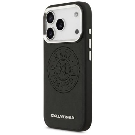 Karl Lagerfeld nakładka Magsafe PU case with Karl round point logo metal camera buttons and logo do iPhone 17 Pro czarna