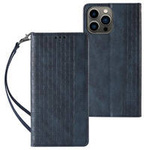 Magnet Strap Case etui do iPhone 13 Pro pokrowiec portfel + mini smycz zawieszka niebieski