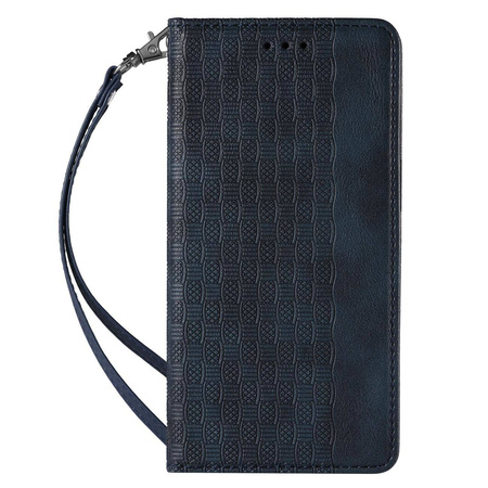 Magnetband Hülle Hülle für Samsung Galaxy S22+ (S22 Plus) Tasche Geldbörse + Mini Lanyard Anhänger Blau