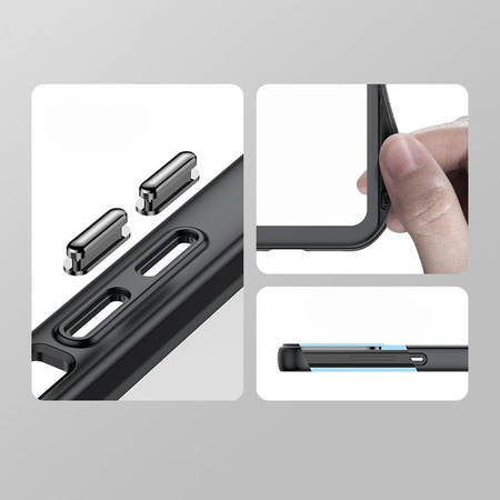 Wzmocnione etui z elastyczną ramką do iPhone 15 Plus Outer Space - przezroczyste