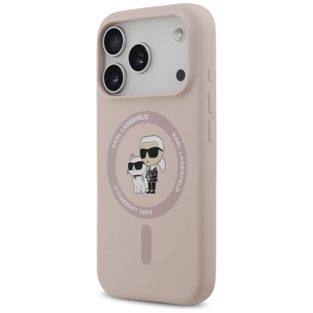 Karl Lagerfeld Silikon Karl&amp;Choupette Ring MagSafe Case für iPhone 17 Pro - Pink