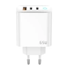 JELLICO Netz-Ladegerät EU20 GaN PD 65W 2xUSB-C + 1xUSB QC3.0 + Kabel USB-C - USB-C weiss
