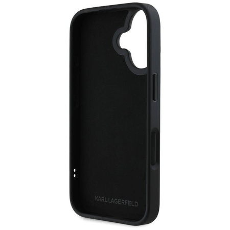 KARL LAGERFELD futerał do IPHONE 16 KLHCP16SRBKGVCK (3D Rubber Elongated Glitter) czarny
