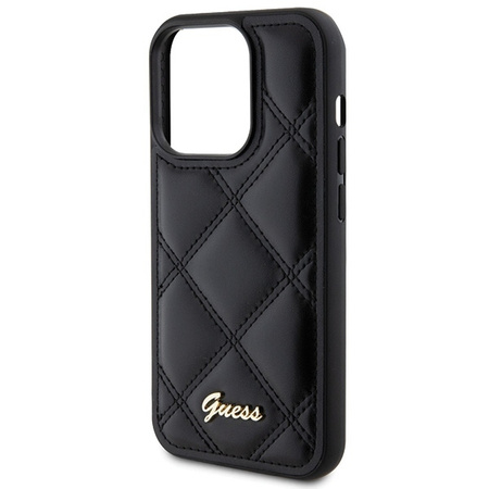 Guess nakładka do iPhone 15 Pro Max 6,7" GUHCP15XPSQSQSK czarna HC PU Quilted Metal Logo