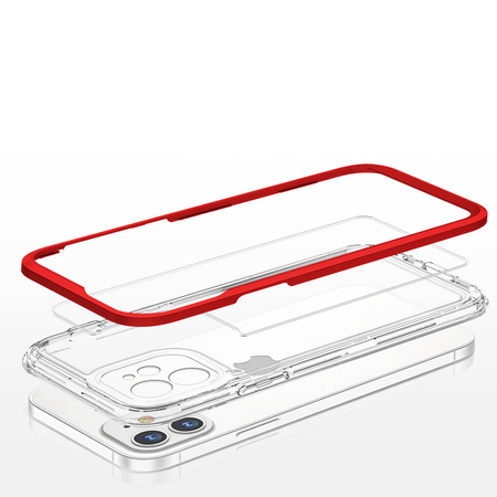 Clear 3in1 etui do iPhone 12 żelowy pokrowiec z ramką czerwony