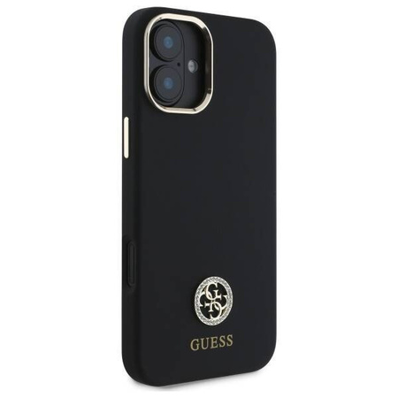 Original Handyhülle IPHONE 16 Guess Hardcase Silicone Logo Strass 4G (GUHCP16SM4DGPK) schwarz