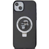 Original Handyhülle IPHONE 13 / 14 / 15 Karl Lagerfeld Hardcase Ring Stand Karl&Choupettte MagSafe (KLHMP14SHMRSKCK) schwarz