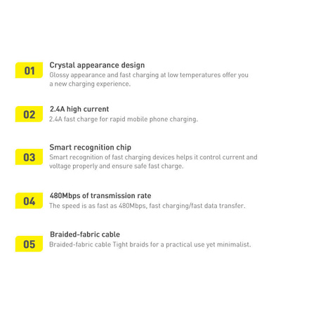 Baseus Crystal Shine Series Fast Charging Data Cable USB to iP 2.4A 1.2m Black