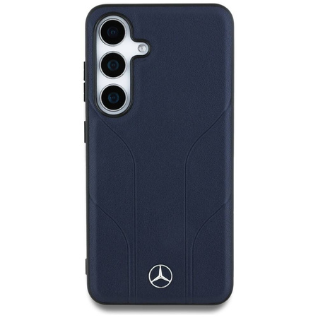 Etui SAMSUNG GALAXY S25 Mercedes AMG Hardcase Leather Debossed Lines MagSafe granatowe
