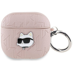 Original Handyhülle APPLE AIRPODS 4 Karl Lagerfeld Cover Monogram Choupette Head rosa