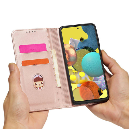 Magnet Card Case Case for Samsung Galaxy A12 5G Pouch Wallet Card Holder Pink