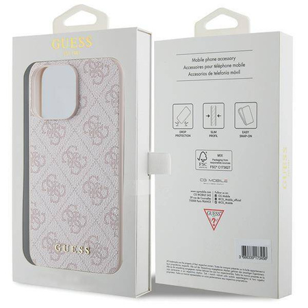 Guess 4G Metal Gold Logo Hülle für iPhone 15 Pro Max – Rosa