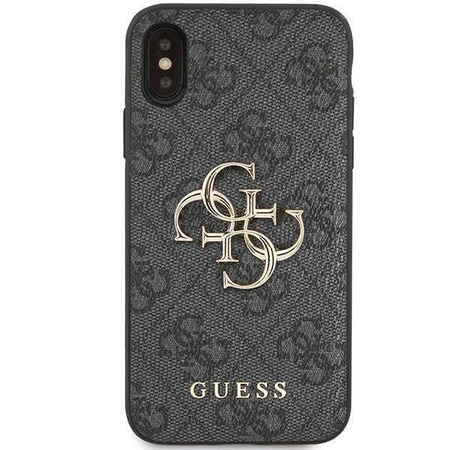 Original Handyhülle IPHONE X / XS Guess Hardcase 4G Big Metal Logo (GUHCPX4GMGGR) grau