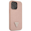 Oryginalne Etui IPHONE 14 PRO Guess Hardcase Saffianotriangle Logo (GUHCP14LPSATLP) różowe