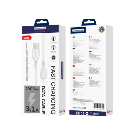 Kabel Jellico KDS-32 Micro USB 3.1A 2m Biały