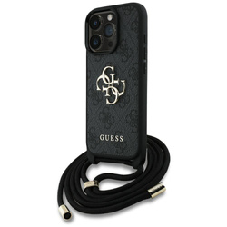 Original Case IPHONE 16 PRO Guess 4G Big Logo Cord Stap Crossbody black