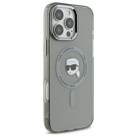 Karl Lagerfeld nakładka do iPhone 16 Pro Max 6,9" KLHMP16XHLSKIK czarna Hardcase IML Metal Karl Head MagSafe