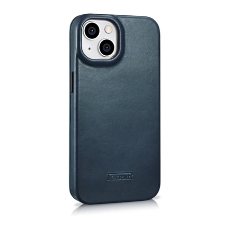 iCarer CE Oil Wax Premium Leather Folio Case iPhone 14 Plus magnetische Klapphülle MagSafe blau (AKI14220707-BU)