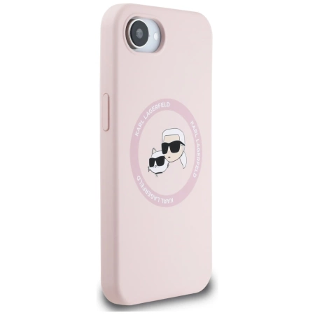 Karl Lagerfeld Silicone Karl&amp;Choupette Heads MagSafe iPhone 16e Case - Pink