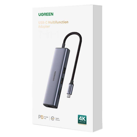 Adapter Hub UGREEN, USB_C do 2x USB 3.0, HDMI, RJ45, SD/TF