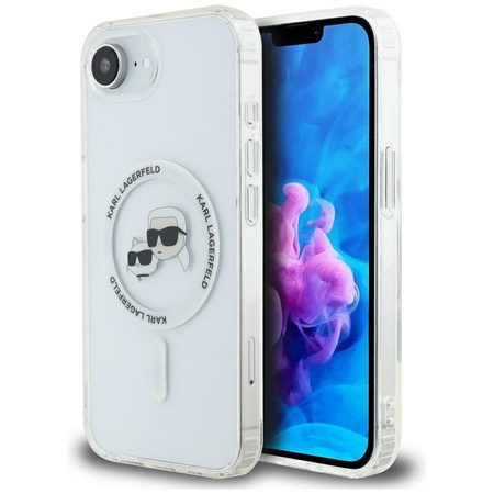 KARL LAGERFELD futerał do IPHONE 16e (SE 4 2025) kompatybilny z MagSafe KLHMPSE4HLSKCH (IML Metal KC Heads) biały