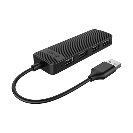 HUB 4-portowy USB-A 2.0 przewód 0,3M - czarny
