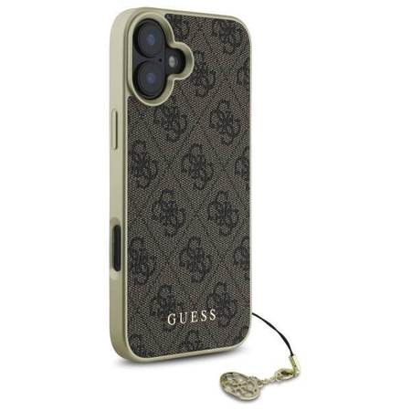 Original Handyhülle IPHONE 16 PLUS Guess Hardcase 4G Charms Collection (GUHCP16MGF4GBR) braun