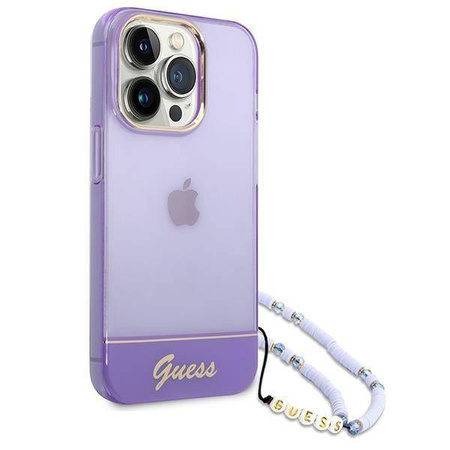 Guess Translucent Pearl Strap - Etui iPhone 14 Pro Max (fioletowy)